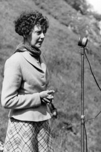 Ethel Haythornthwaite addresses a Ramblers access rally in Winnats Pass in the 1950s
